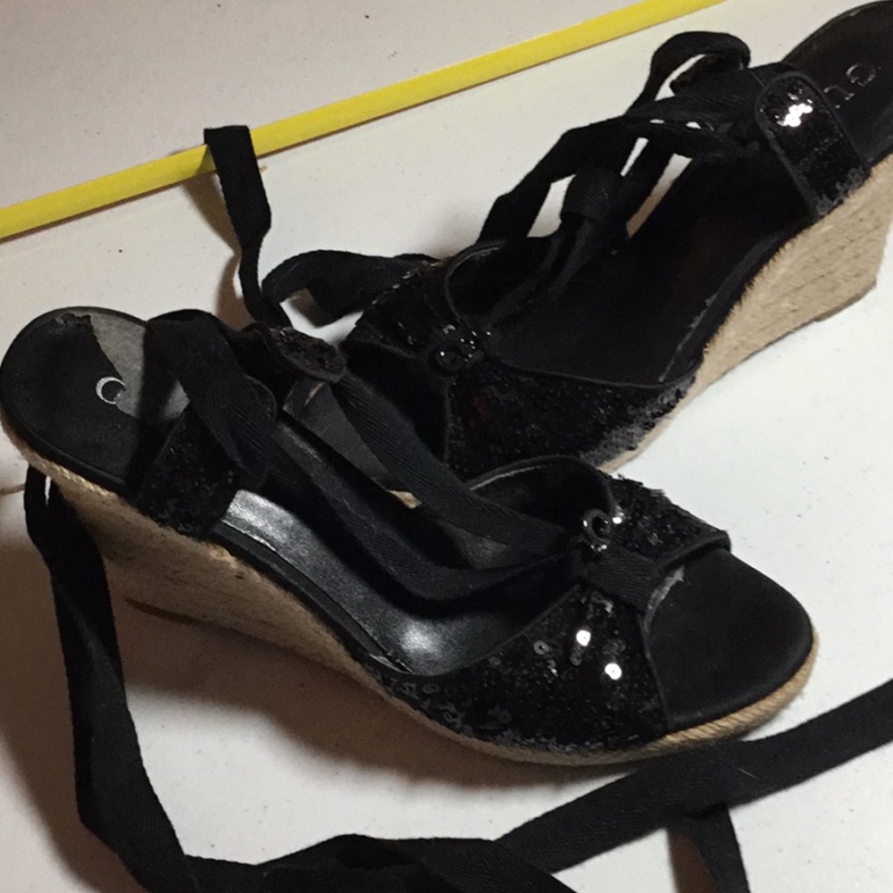 Guess sequin ankle tie espadrilles